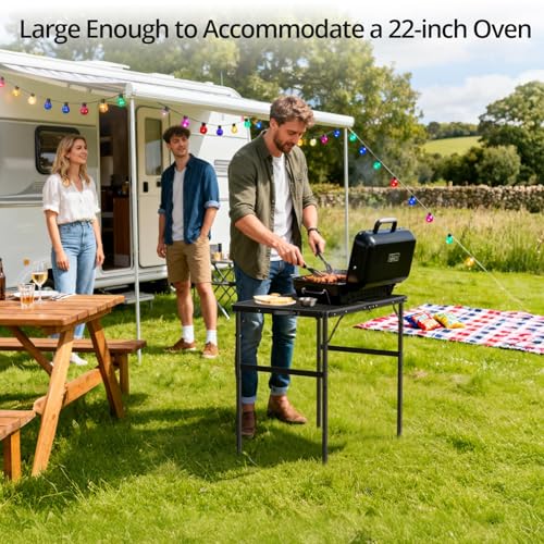 Portable Grill Table 35 Inch x 21.65 Inch with 2 Adjustable Heights - Durable Aluminum Frame, Heat-Resistant Mesh Top, Easy Carry