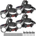 UUYEE Rechargeable Headlamp 3000L Super Bright LED Head Light - 4 Pack