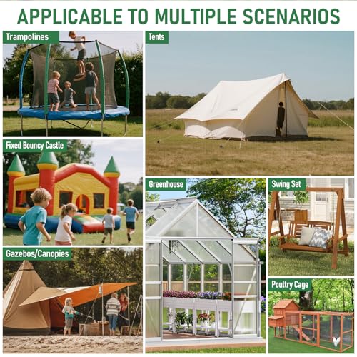 Heavy Duty Spiral Ground Anchors with Hook & Ring - 8 Pack, 12 Inch Tent Stakes for Tents, Canopies, Sheds, Swing Sets, Gazebos (Variation of THIS listing 8)