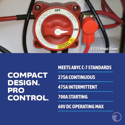 Blue Sea Systems e-Series Dual Circuit Plus Battery Switch 32V DC 350A, Red, Switch / Dual Circ. Plus
