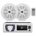 White Marine Receiver & Waterproof 5.25” Speakers Kit - Bluetooth Radio, MP3/USB/SD, In-Dash Stereo