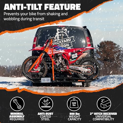 Mockins 83-Inch Tilting Dirt Bike Carrier Hitch Mount Rack with 500 lbs Capacity