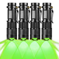 4 Pack Green LED Flashlights 150 Yard Night Observation Torch - Single Mode