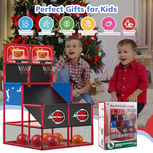 Kids Double Basketball Hoop Arcade Game Large Red - Indoor Outdoor Fun