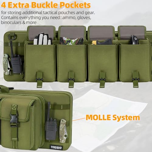 Double Rifle Case Gun Bag 55 Inch Water-Resistant Padded Tactical Storage - Green