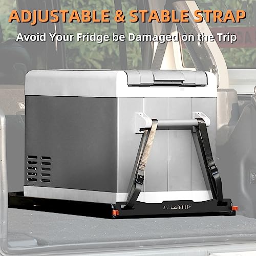 30-Inch Universal Fridge Slide for Vehicle Coolers & Freezers - Heavy Duty Steel & Buckle Straps