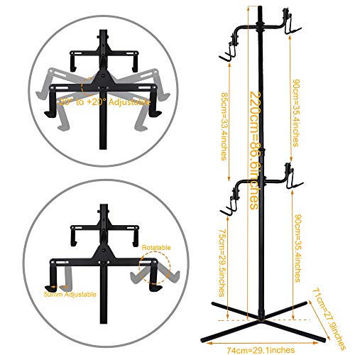 Bike Vertical Freestanding Hanger Parking Rack for 4 Bikes - Adjustable Garage Storage Stand