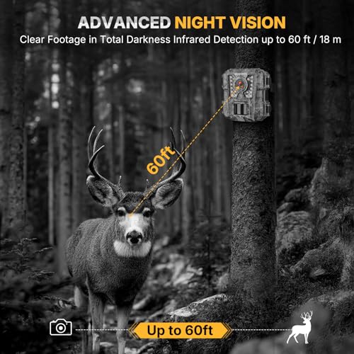 Mini Trail Camera 36MP 2K HD Night Vision Wildlife Monitoring Gray