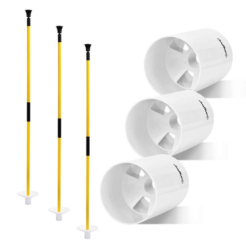KINGTOP Golf Hole Cup Flagpole Set for Practice Putting Green, 6” Putting Cup Fit PGA | LPGA | USGA Regulations, 2-Section Flag Stick Design, 3 Feet, 3-Pack