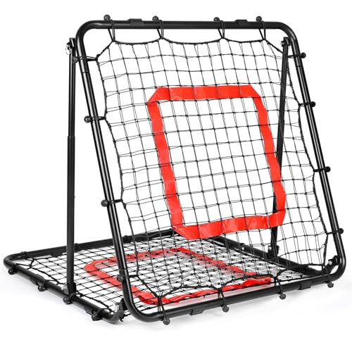 BaseGoal Dual-Sided Baseball Softball Rebounder Net 33.5x33.5 Inches, Black