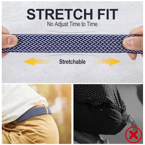 Multicolored Braided Stretch Belt for Men and Women - Elastic Woven Golf Jean Belt - Waist 37-41in Style2