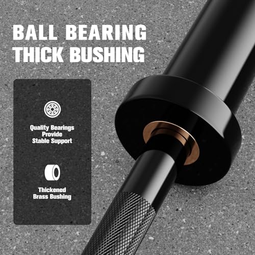 RitFit 4ft Olympic Weight Barbell - Black 2-inch, 350lbs Capacity, No Collar