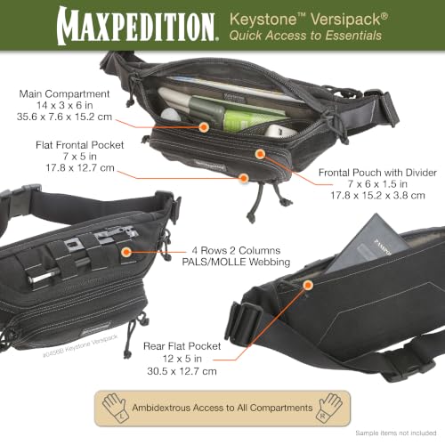 Maxpedition Keystone Versipack Black Tactical Waist Pack for EDC