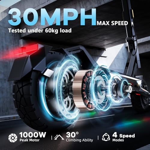 Joyful Rider 1000W Electric Scooter 30MPH Long Range Off-Road Foldable Adult E-Scooter