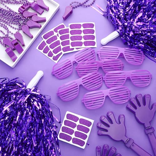Purple Spirit Week Accessories Pack for School & Team Cheer - 148 Pieces