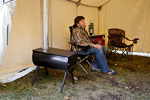 Camp Chef Alpine CS14 Heavy Duty Cylinder Wood Stove with Flat Surface & Chimney System - Portable Outdoor Camping Stove