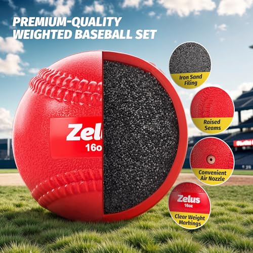 Advanced Training Weighted Baseball Set with Seams - 6 Pack, Includes 3.5 oz. to 35 oz. Balls