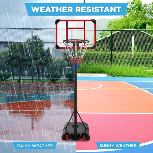Kids Adjustable Portable Basketball Hoop System 70.5-82.3 Inches with Wheels & Fillable Base