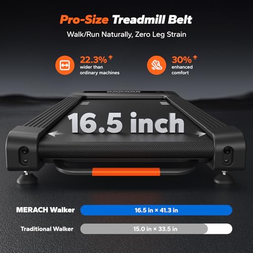 MERACH NovaWalk W50 Black Under Desk Treadmill with 12% Auto Incline, 400lb Capacity