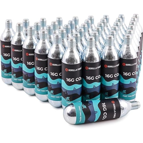 Gorilla Force 16g CO2 Cartridges Pack of 40 for Bicycle Tire Inflation