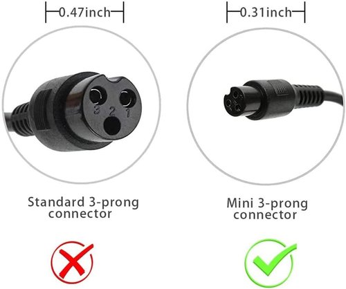 42V 2A Battery Charger - Fast Supply Adapter for 36V Scooter Lithium Battery | 8mm 3 Prong Connector