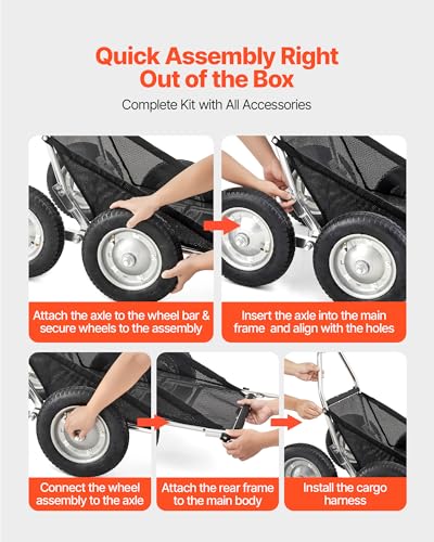 VEVOR 500lbs Heavy-Duty Aluminum Game Cart with 4-Wheel All-Terrain Folding Design