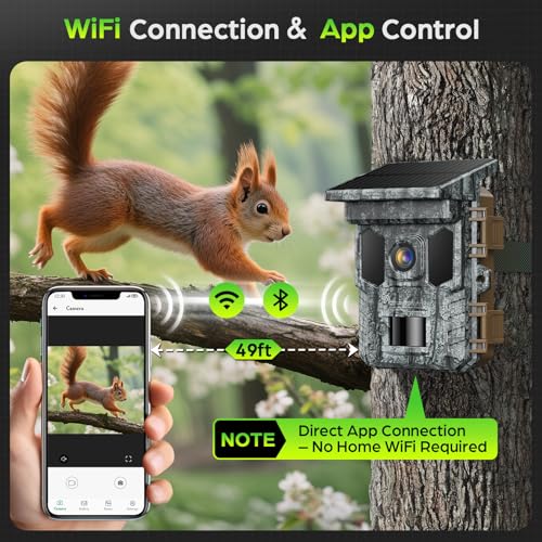 Dark Gray 4K 64MP Solar Trail Camera WiFi Night Vision Motion Activated with 32GB Card