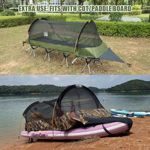 Night Cat Army Green Flat Lay Camping Hammock Tent with Mosquito Net & Rainfly, Supports 330LBS