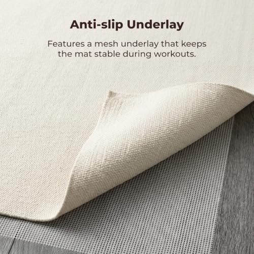 Organic Cotton Yoga Mat - Handwoven Non-Toxic Exercise Rug, 78 x 27 inches - Natural Cotton Variation