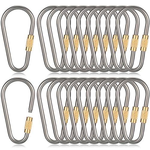Skylety Mini Titanium Locking Clips - 20 Pack, D-Ring Keychain Buckles for Outdoor & Indoor Use, Lightweight & Durable