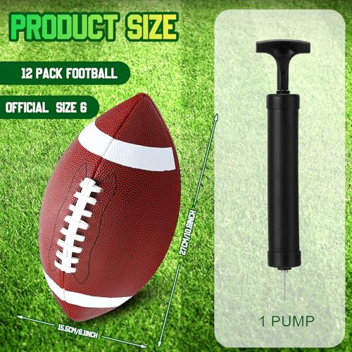 Indoor Outdoor Size 6 Brown White Composite Leather Football - Pack of 12 with Pump