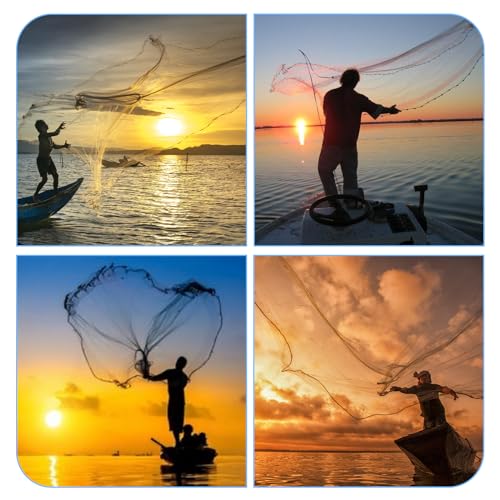 Cast Net for Bait Trap Fish 1/2 Inch Mesh Size - 6ft Radius, Handcrafted Bait Net