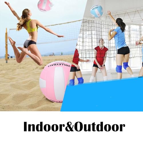 Light Blue Official Volleyball - Waterproof PU, Anti-Explosion, Indoor & Outdoor Play for Kids & Teens