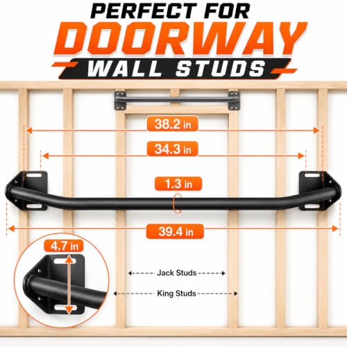 HWOOUSA Black Wall Mounted Heavy Duty Pull Up Bar Supports 600 Lbs for Home & Garage