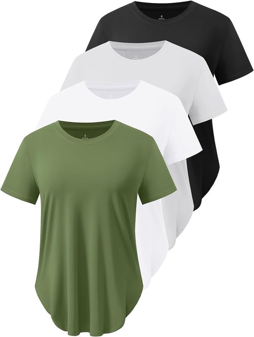 Cosy Pyro Workout Tops for Women - 4-Pack UPF 50+ Short Sleeve Yoga & Running Tees