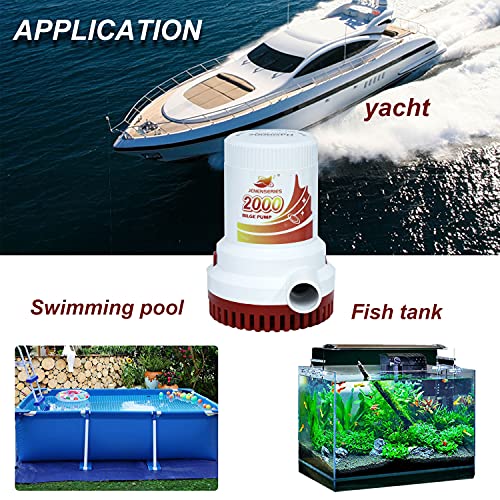 JENENSERIES 2000GPH Submersible Water Pump with Float Switch for Marine & Garden Drainage