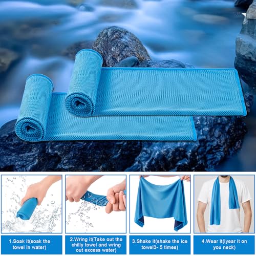 Cooling Towel 4 Pack - Black Deep Blue Deep Grey Brown 40x12 Inches Soft Breathable Ice Towel