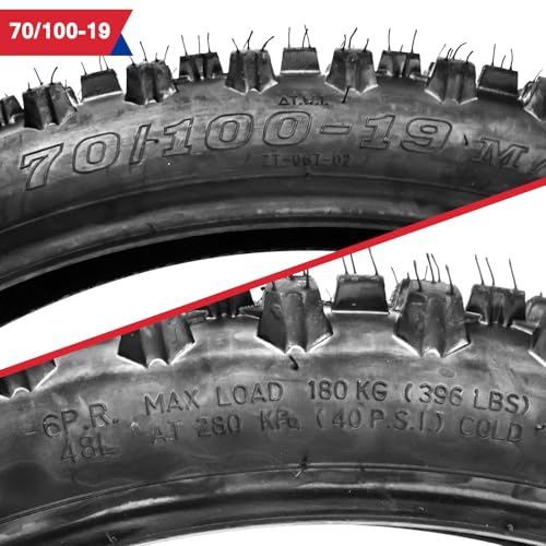 HOOUP 70/100-19 Off-Road Dirt Bike Tire with Inner Tube for 125cc-150cc Motocross