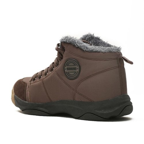 UPSOLO Mens Backpacking Boots Ankle Snow Booties Winter Trekking Hiker Anti-Slip Hiking Shoes Anti-Slip Fully Fur Casual Walking Lightweight Sneakers(6118 Brown 44)
