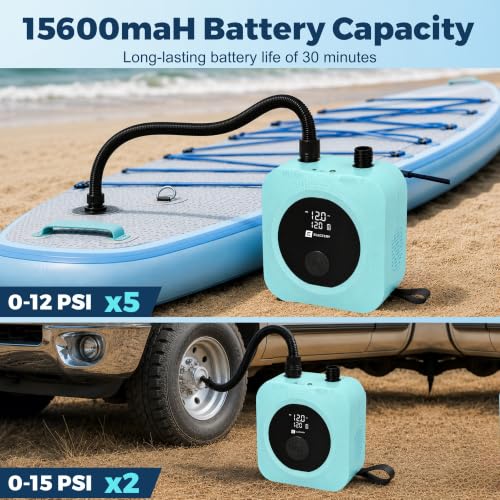 Electric Paddle Board Pump 50 PSI Rechargeable SUP Inflator with Digital Gauge