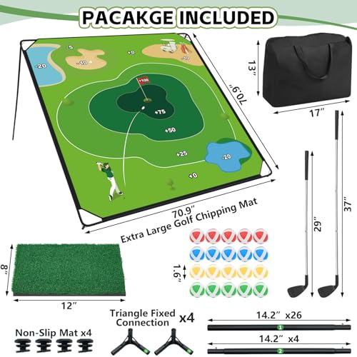 Large Outdoor Indoor Golf Chipping Game Set - 71x71 Inches for Adults & Family