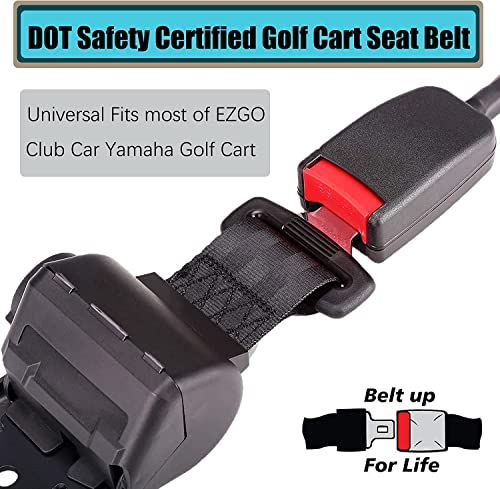 2-Point Golf Cart Seat Belts Kit for 4 Passenger EZGO, Club Car, Yamaha - Street-Legal 42" Retractable Safety Harness