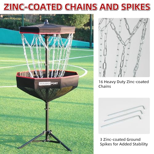 Portable Disc Golf Basket with 16 Heavy Duty Chains - PDGA Approved, Foldable with Carry Bag