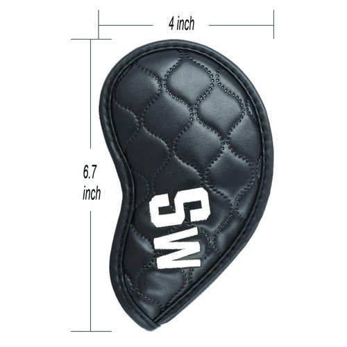 PINMEI Golf Iron Head Cover 10pcs Synthetic Leather Velcro Closure Fit All Brands Golf Club Head Cover for Callaway Ping Taylormade Cobra Etc