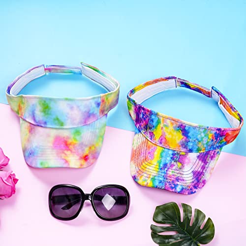 Medium-Large Gradient Tie-Dye Sport Sun Visor Hats - 2 Pack