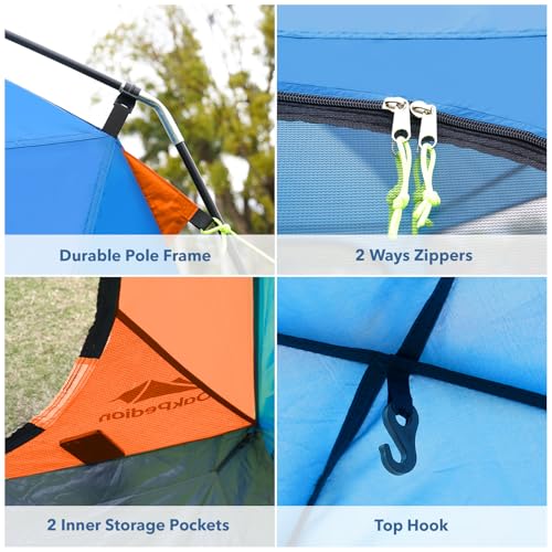 OakPedion 10x10ft Blue & Orange Screen House Tent for Camping, Outdoor Patio Shelter with Floor