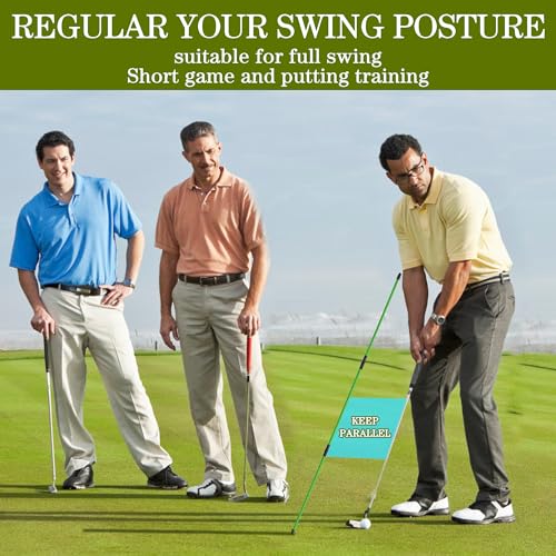 Golf Alignment Sticks Set - 2 Pack 48 Inch Swing & Putting Aid with Green Variation