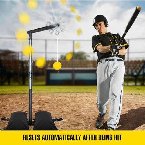 Adjustable Baseball & Softball Batting Tee with Tethered Ball - Portable Swing Trainer