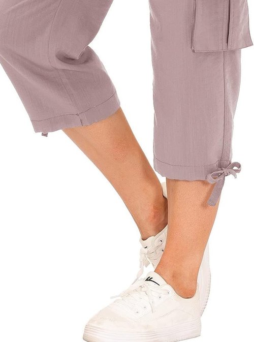 MoFiz Women's Capris - Lightweight Casual Cargo Pants with Pockets | Comfortable Loose Fit for Hiking