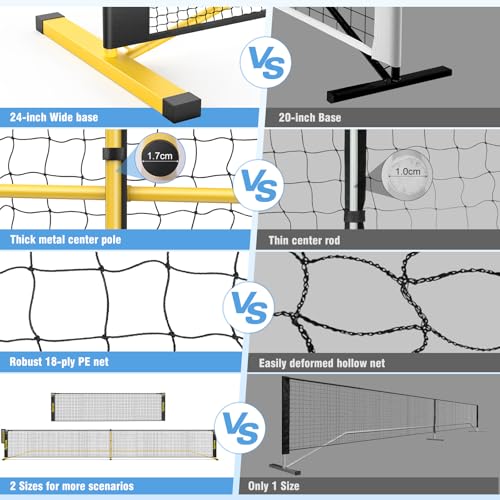 TYRSEN Portable Pickleball Net - 22ft Regulation & 11ft Practice Size with Ball Collector & Carry Bag